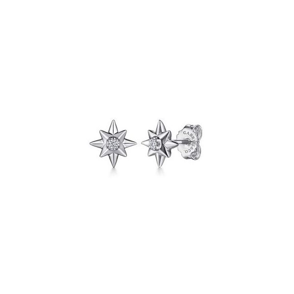Sterling Silver Diamond Star Stud Earrings Harris Jeweler Troy, OH