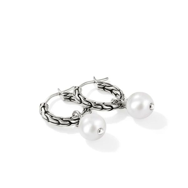 John Hardy Essentials Pearl Hoop Earrings Image 2 Harris Jeweler Troy, OH