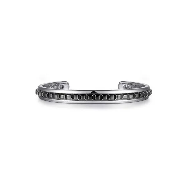 Sterling Silver Cuff Bracelet with Black Inlay Harris Jeweler Troy, OH