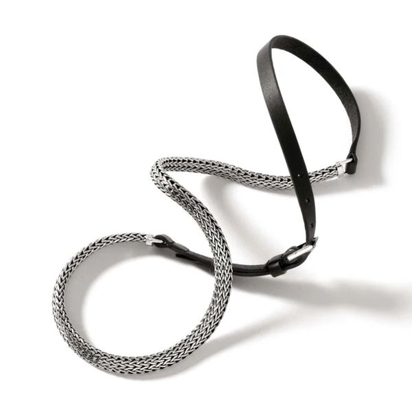 John Hardy Black Leather Triple Wrap Chain Bracelet Image 2 Harris Jeweler Troy, OH