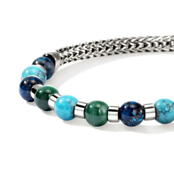 John Hardy Extra Small Chain Bracelet with Chrysocolla, Malachite and Turquoise Image 2 Harris Jeweler Troy, OH