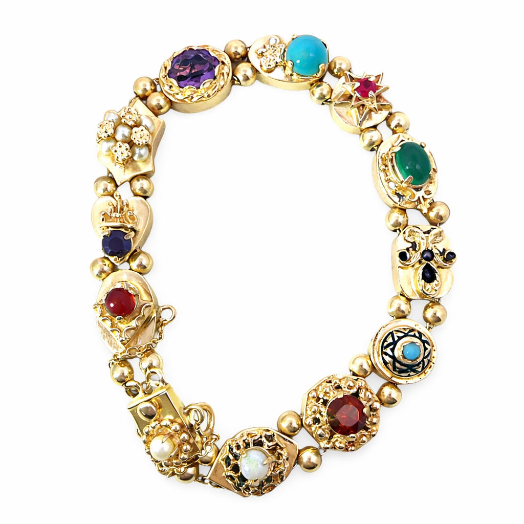 Antique Slide Charm Bracelet Harris Jeweler Troy, OH