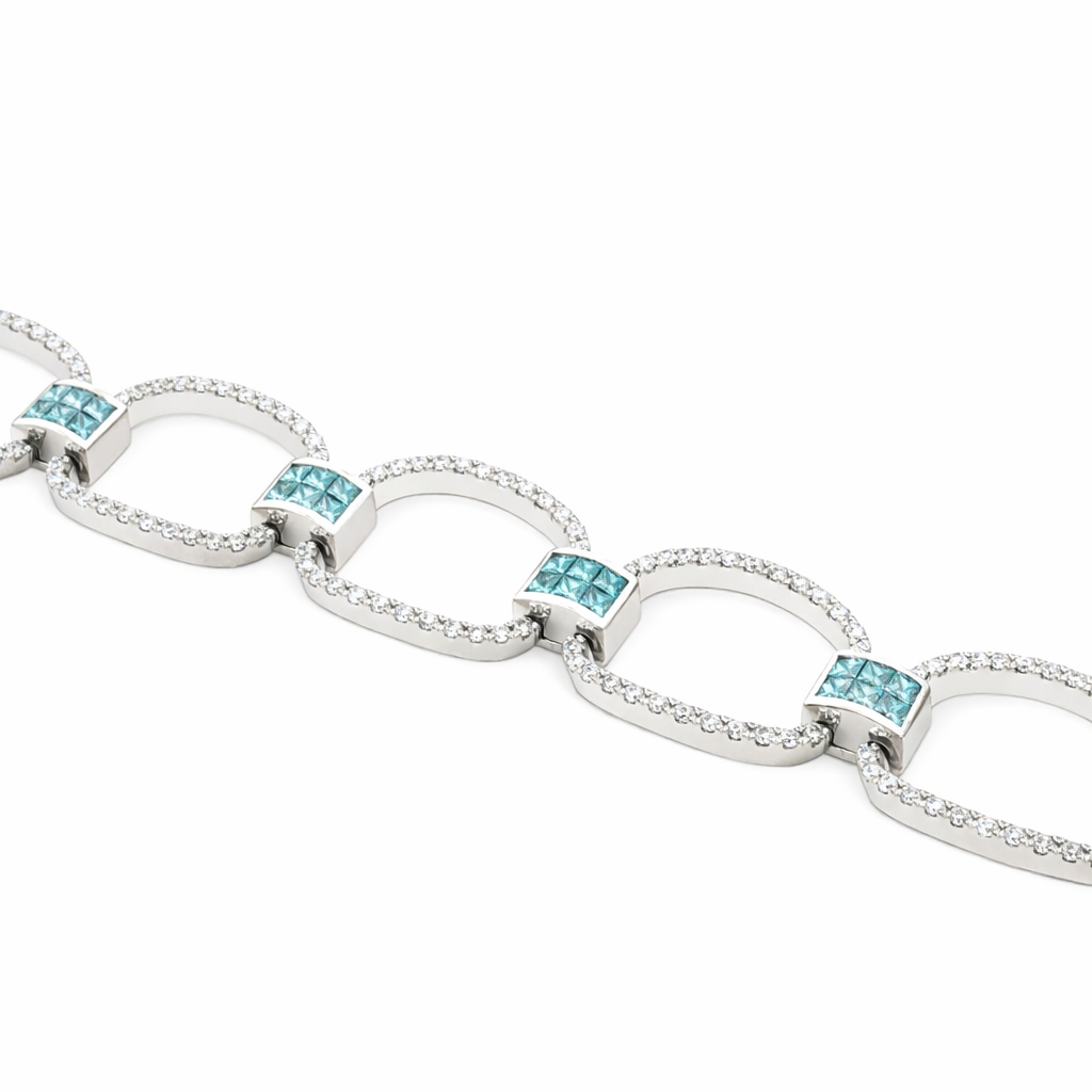 5CTW Blue and White Diamond Estate Bracelet Harris Jeweler Troy, OH