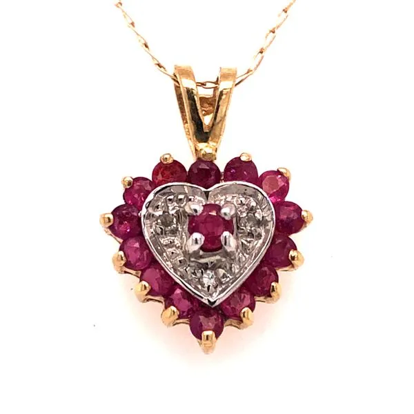 Ruby and Diamond Estate Heart Pendant Harris Jeweler Troy, OH