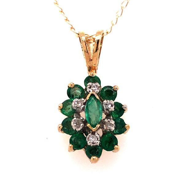 Emerald and Diamond Estate Pendant Harris Jeweler Troy, OH