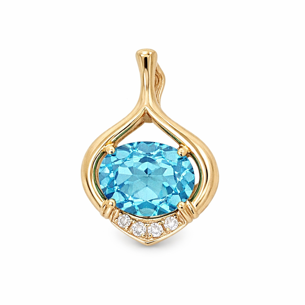 Blue Topaz and Diamond Estate Enhancer Pendant Harris Jeweler Troy, OH