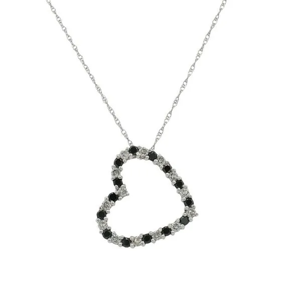 Black and White Diamond Open-Heart Estate Necklace Harris Jeweler Troy, OH