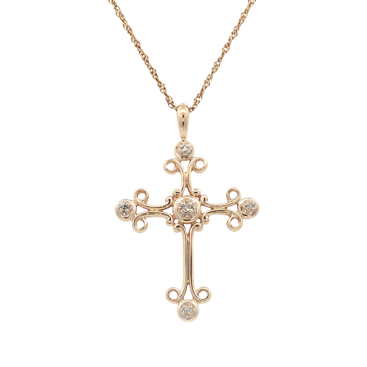 Filigree-Style Diamond Estate Cross Necklace Harris Jeweler Troy, OH
