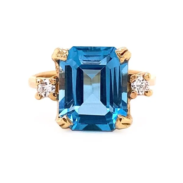 Blue Topaz and Diamond Estate Ring Harris Jeweler Troy, OH