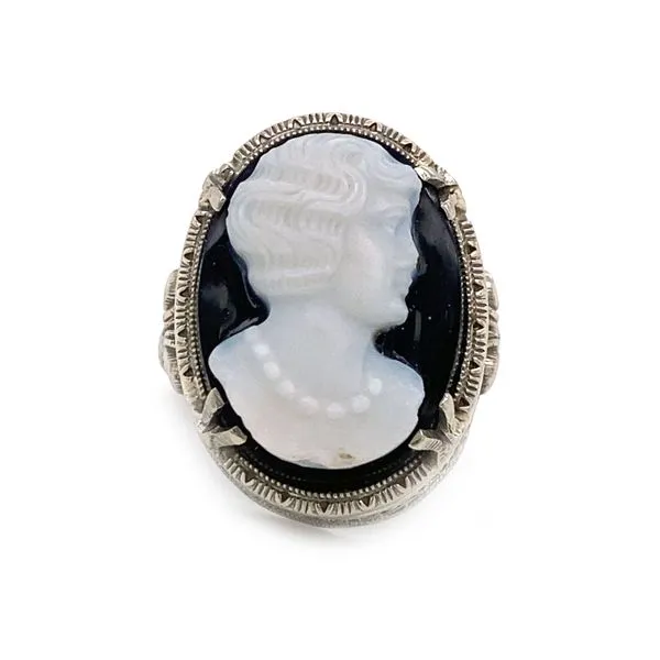 Art Deco Estate Black Onyx Cameo Ring Harris Jeweler Troy, OH
