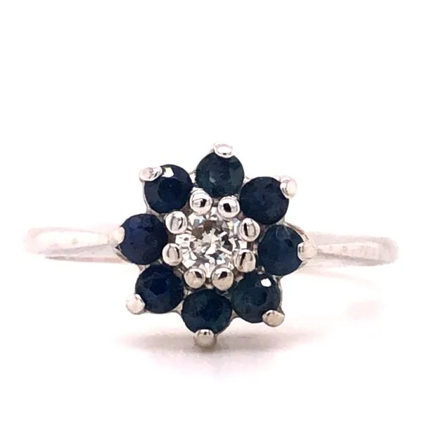 Sapphire and Diamond Estate Flower Ring Harris Jeweler Troy, OH