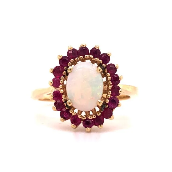 Opal and Ruby Estate Ring Harris Jeweler Troy, OH