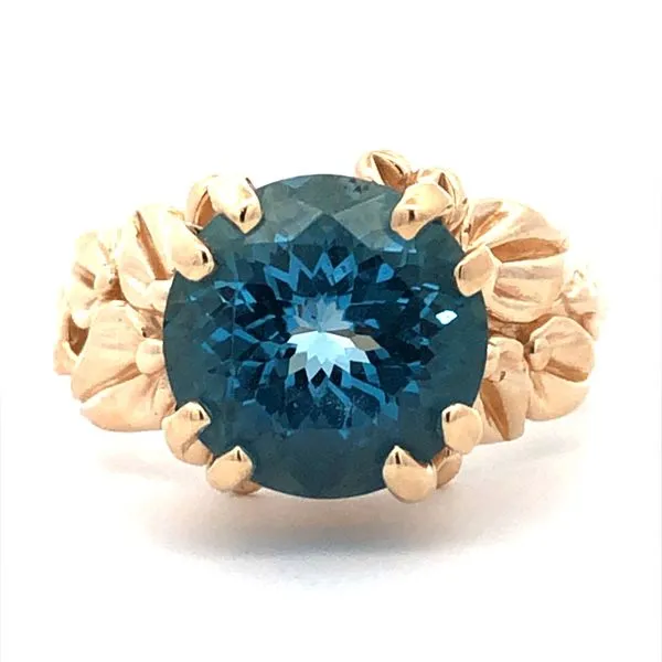 Estate Leaf-Style Custom Blue Topaz Ring Harris Jeweler Troy, OH