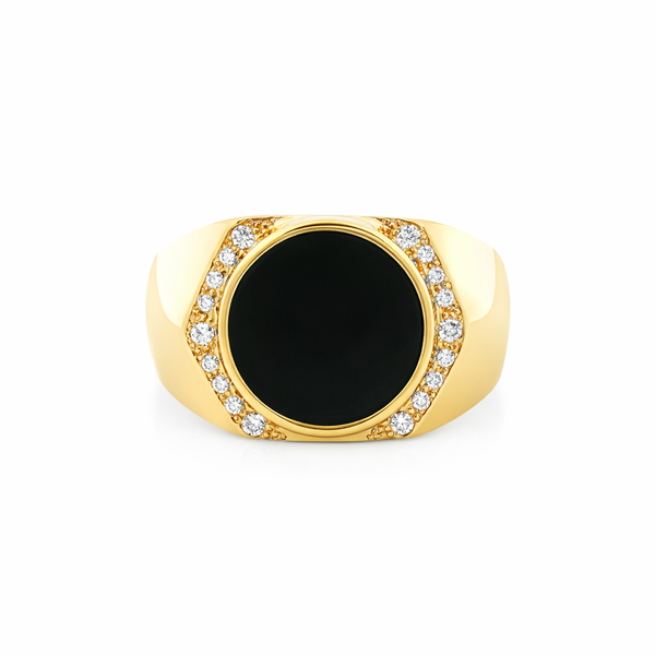 Gents Black Onyx and Diamond Estate Ring Harris Jeweler Troy, OH