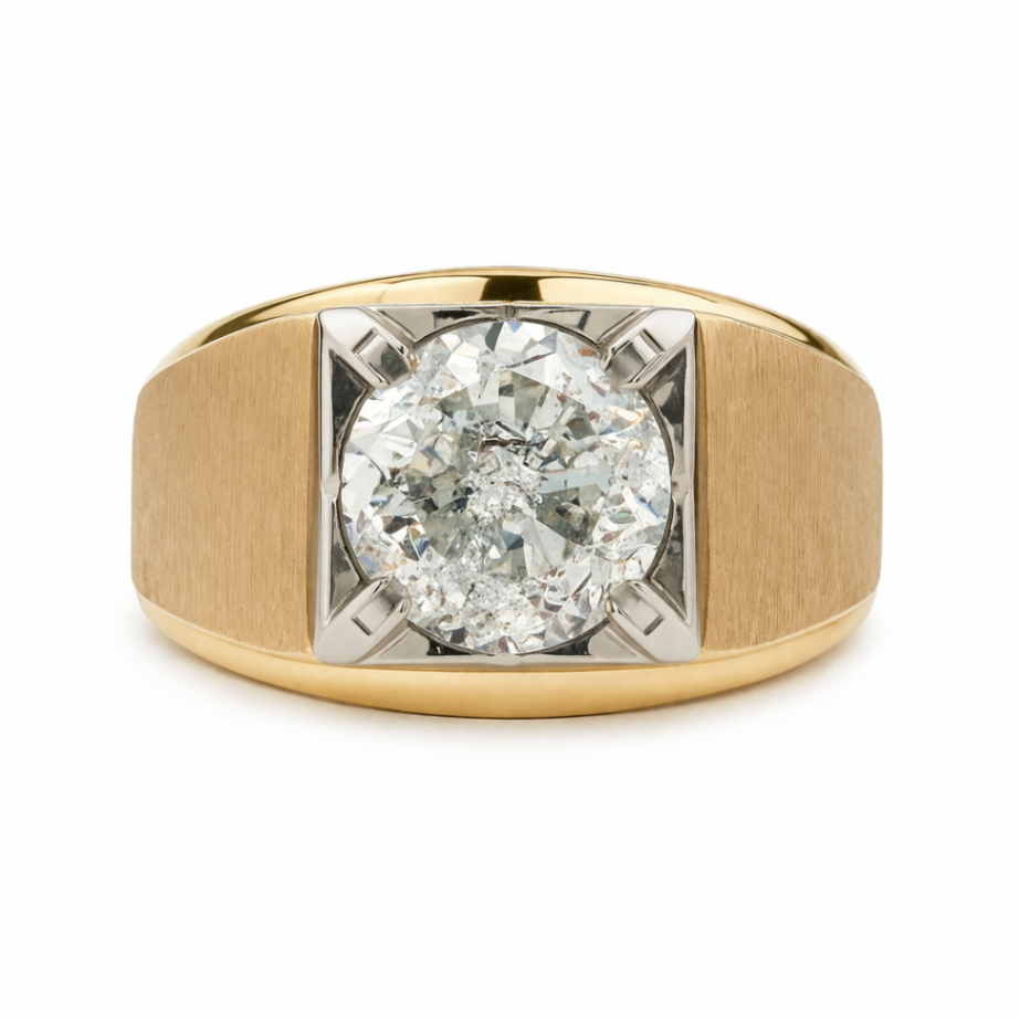 3CT Diamond Estate Signet Ring Harris Jeweler Troy, OH