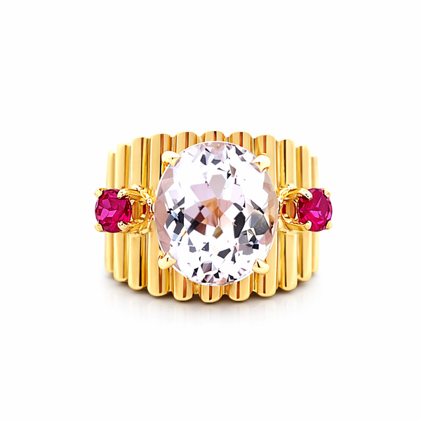 Retro Kunzite and Ruby Estate Ring Harris Jeweler Troy, OH