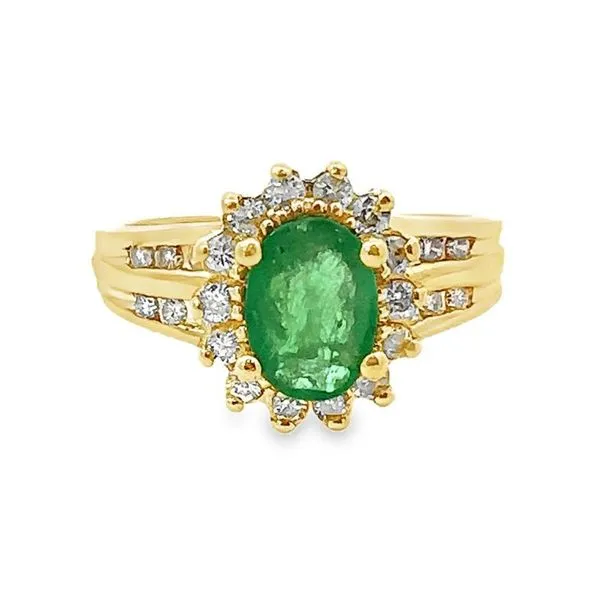 Emerald and Diamond Estate Ring Harris Jeweler Troy, OH