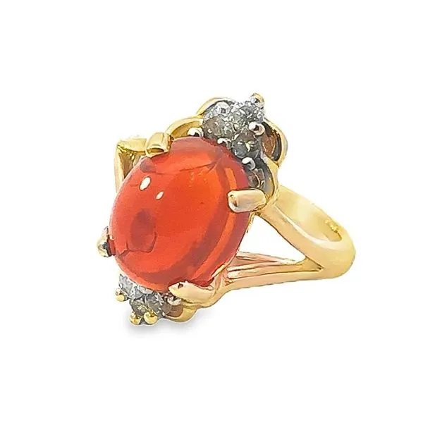 Fire Opal and Diamond Estate Ring Harris Jeweler Troy, OH