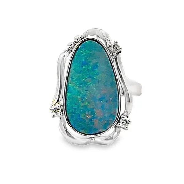Free-Form Opal and Diamond Estate Ring Harris Jeweler Troy, OH