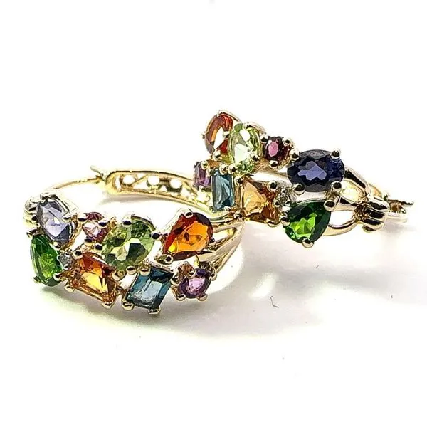 Multi-Gemstone Estate Hoop Earrings Harris Jeweler Troy, OH