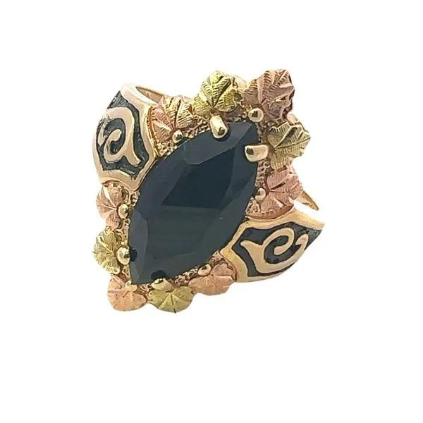 Black Hills Gold Onyx Estate Ring Harris Jeweler Troy, OH
