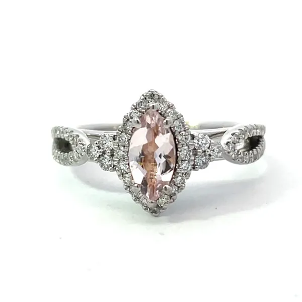 Morganite and Diamond Halo-Style Estate Ring Harris Jeweler Troy, OH