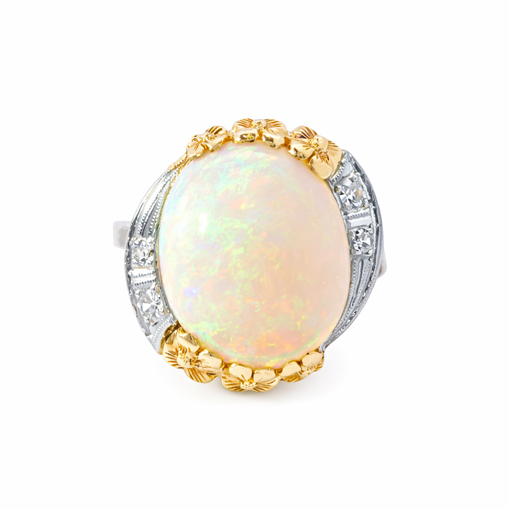Art Nouveau Opal and Diamond Antique Ring Harris Jeweler Troy, OH