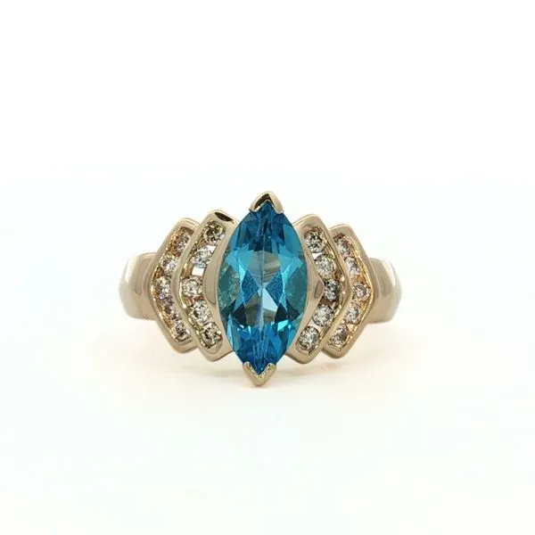 Blue Topaz and Diamond Estate Ring Harris Jeweler Troy, OH