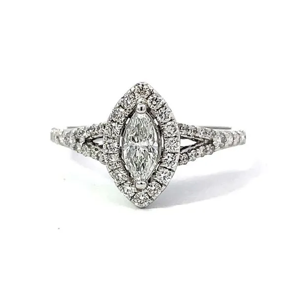 Marquise Diamond Halo-Style Engagement Ring - Propose Ton...