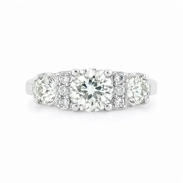 Platinum Art Deco Three-Stone Diamond Estate Engagement Ring - Propose Tonight! Harris Jeweler Troy, OH