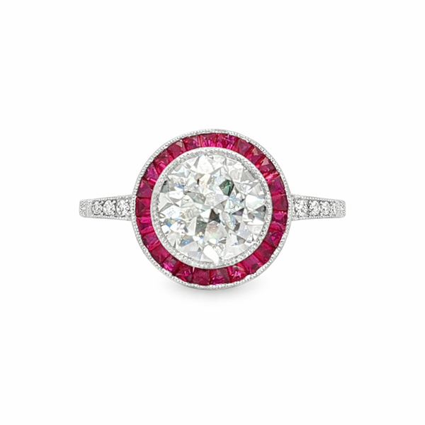 Art Deco Ruby and Diamond Estate Engagement Ring - Propose Tonight! Harris Jeweler Troy, OH
