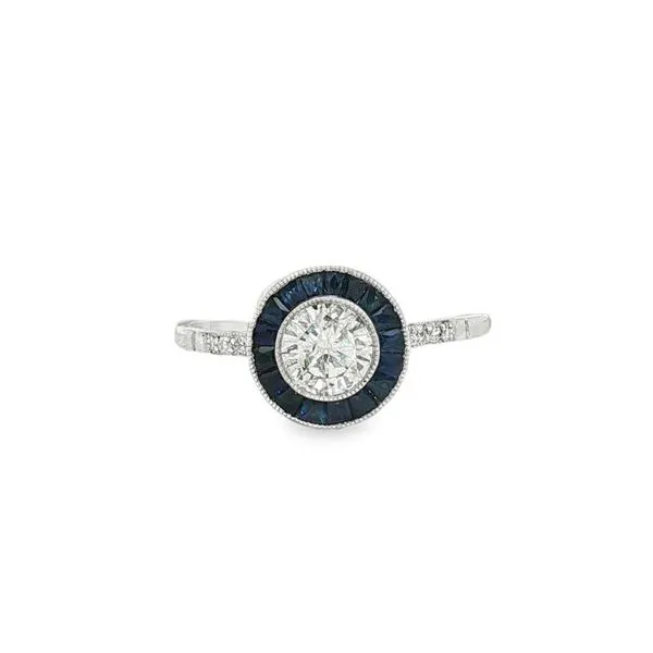 Art Deco Diamond and Sapphire Estate Engagement Ring - Propose Tonight! Harris Jeweler Troy, OH