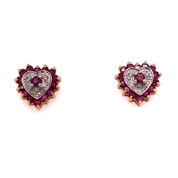 Ruby and Diamond Estate Heart Earrings Harris Jeweler Troy, OH