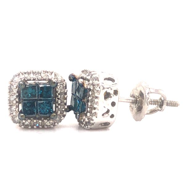 Blue Diamond Estate Stud Earrings Harris Jeweler Troy, OH