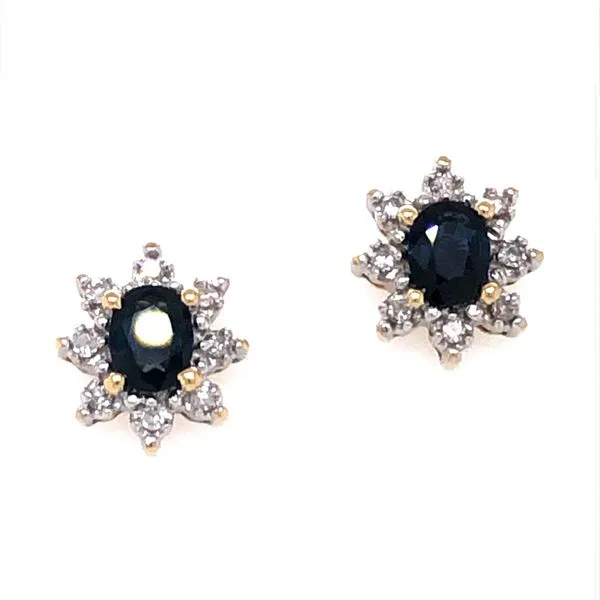 Estate Sapphire and Diamond Stud Earrings Harris Jeweler Troy, OH