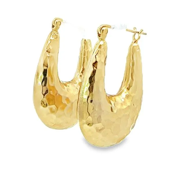 Hammered Finish Estate Hoop Earrings