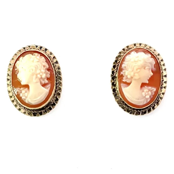 18K Cameo Estate Stud Earrings Harris Jeweler Troy, OH
