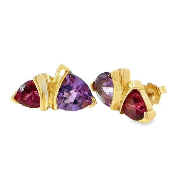 Amethyst and Tourmaline Estate Stud Earrings Harris Jeweler Troy, OH
