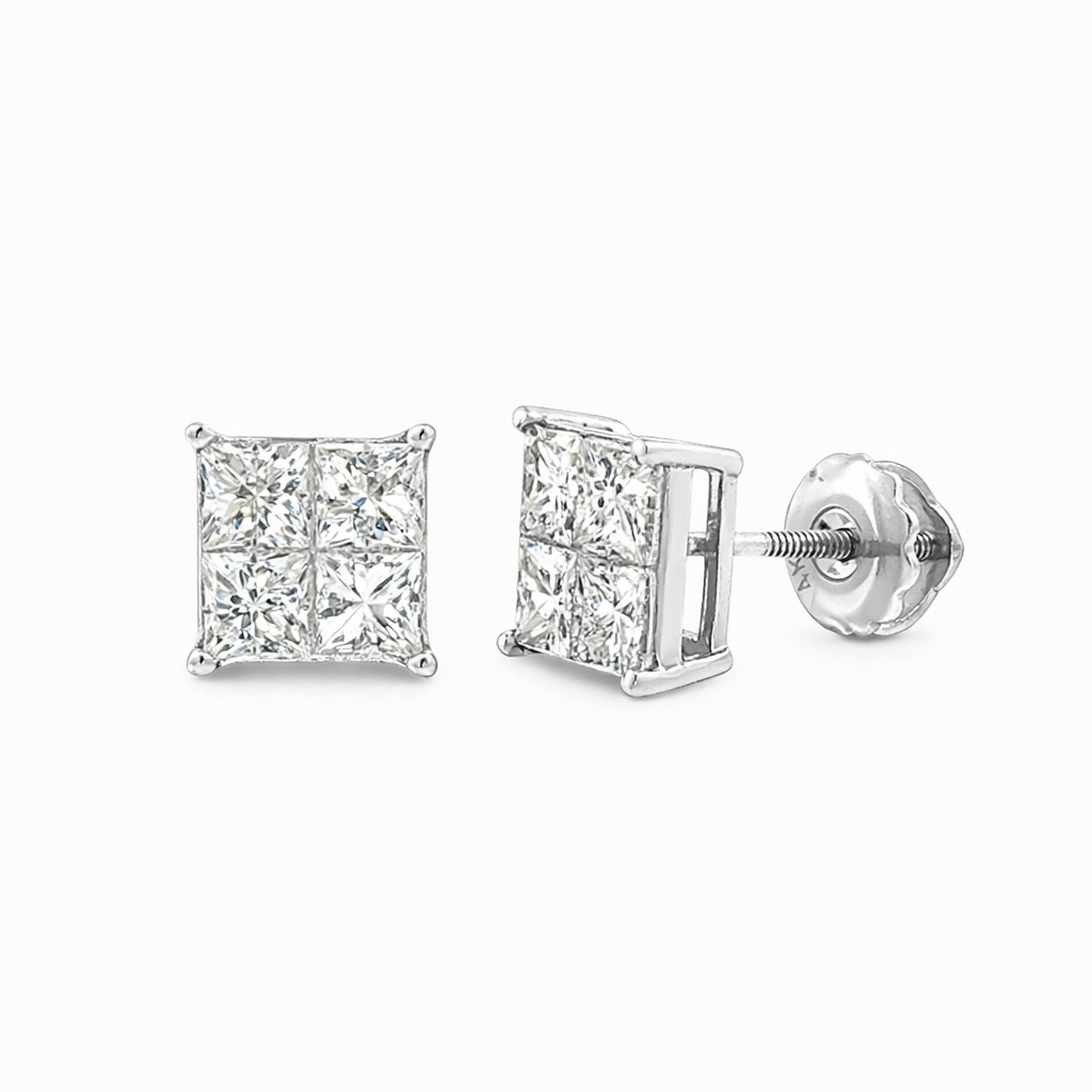 2CTW Princess Diamond Estate Stud Earrings Harris Jeweler Troy, OH