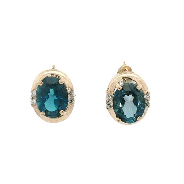 Blue Topaz and Diamond Estate Stud Earrings Harris Jeweler Troy, OH