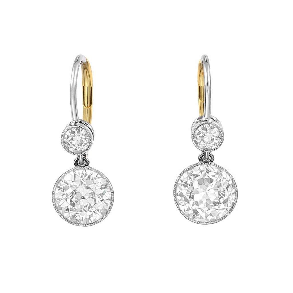 Old European Cut Handmade Diamond Dangle Earrings Harris Jeweler Troy, OH