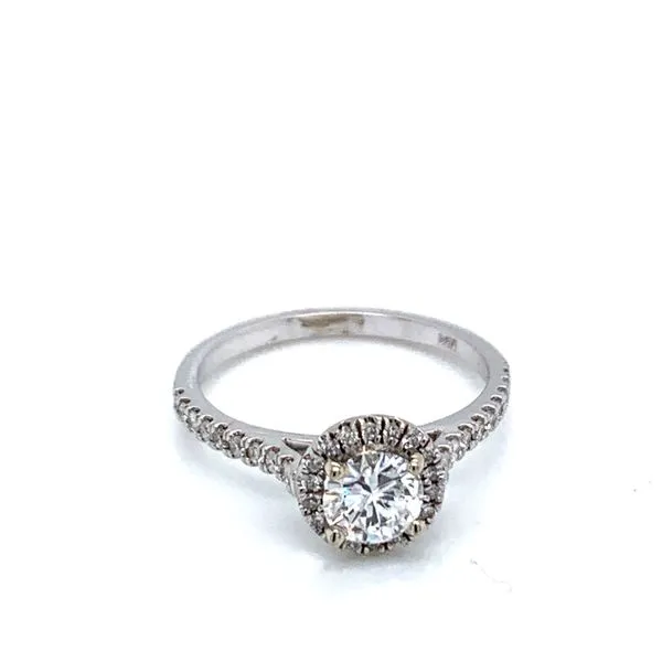 White 14 Karat Halo Engagement Ring H. Brandt Jewelers Natick, MA