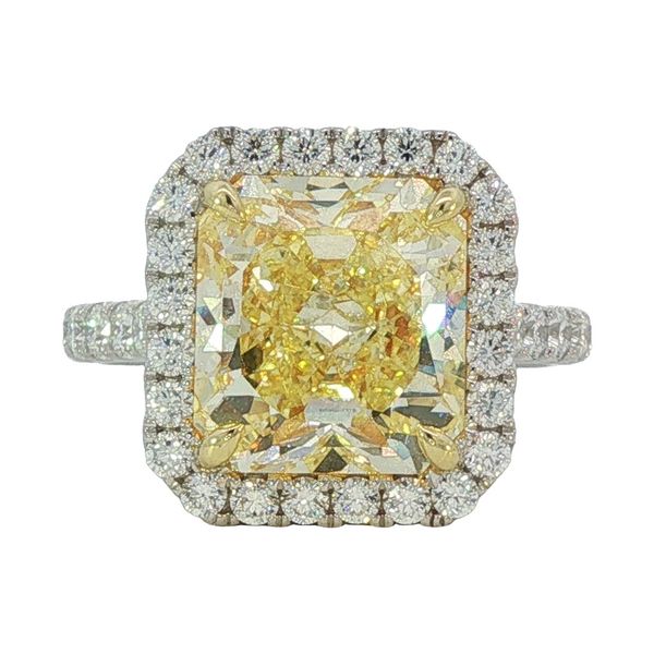 GIA Certified Fancy Yellow Radiant Diamond Ring in 18K White Gold Hildgund Honolulu, HI