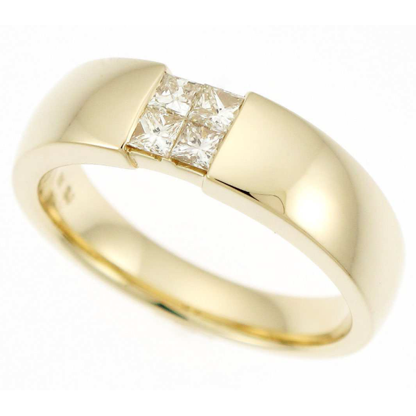 14K Yellow Gold Princess Cut Diamond Men's Ring Hildgund Honolulu, HI