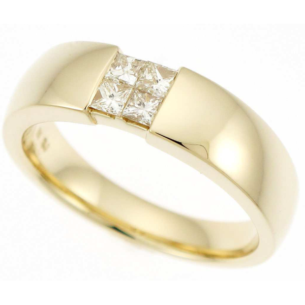 14K Yellow Gold Men's Princess Cut Diamond Ring Hildgund Honolulu, HI