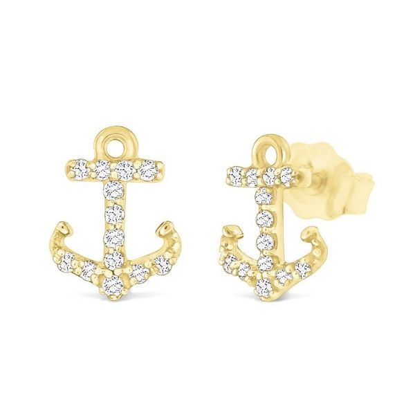 14K Yellow Gold Anchor Earrings Hildgund Honolulu, HI