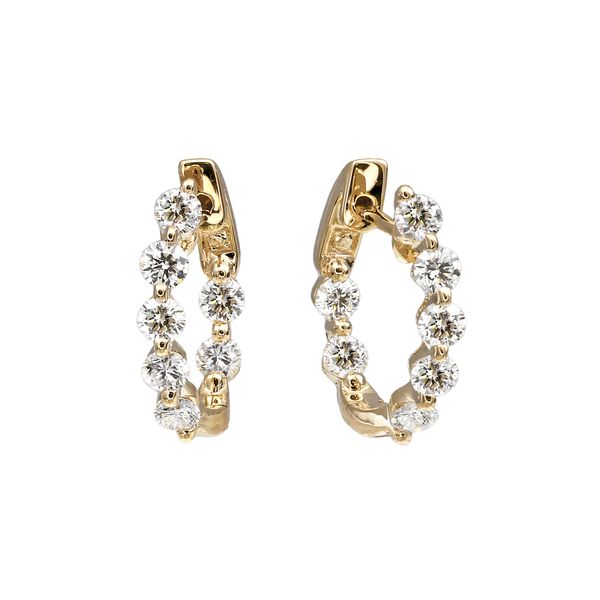 18K Yellow Gold Diamond Hoop Earrings Hildgund Honolulu, HI