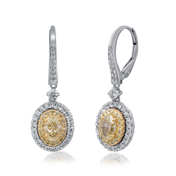 18K Yellow and White Gold Yellow Diamond Earrings Hildgund Honolulu, HI