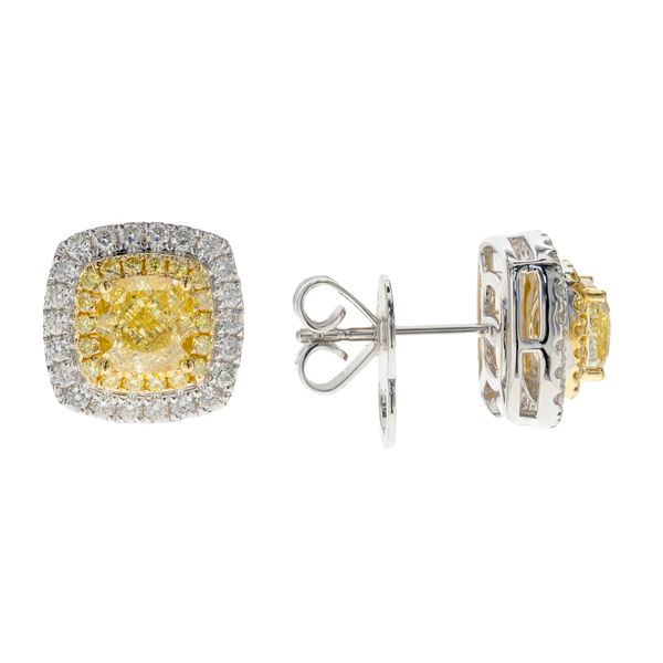 18K White and Yellow Gold Yellow Diamond Earrings Hildgund Honolulu, HI