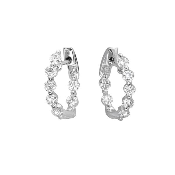 18K White Gold Diamond Hoop Earrings Hildgund Honolulu, HI